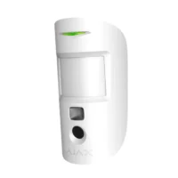 Ajax MotionCam White wireless IR motion detector with alarm-activated photo camera, providing visual verification of alarms up to 12 meters.