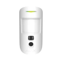 Ajax MotionCam White wireless IR motion detector with alarm-activated photo camera, providing visual verification of alarms up to 12 meters.